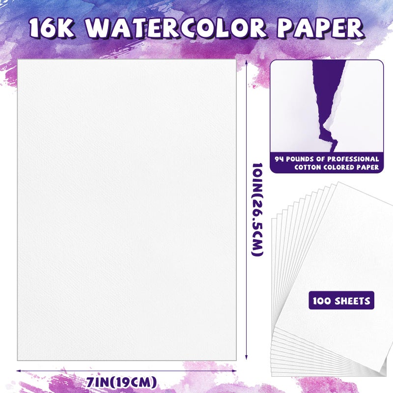 Newbested 100Sheets Newbested White Watercolor Paper Cold Press Cut Bulk Pack for Beginning Artists or Students. (10 x 7 Inch) - Image 2